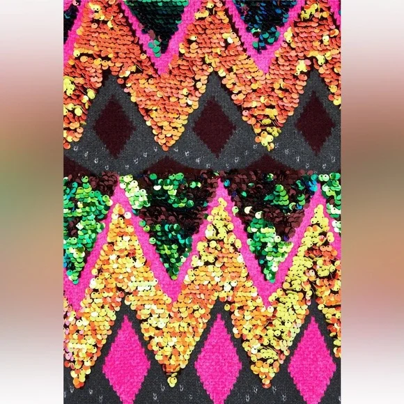 ZARA MULTICOLOR OVERSIZED SEQUIN SWEATER RARE MEDIUM M - Picture 14 of 16